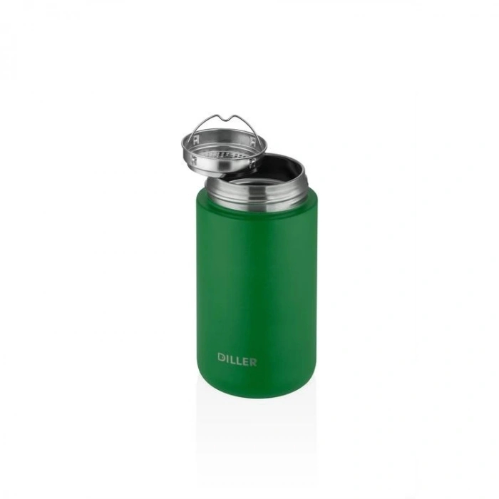 Vagon Life Diller 420 ML Süzgeçli Tavşan Figürlü Silikon Taşıma Kulplu Çelik Matara D9078 Yeşil