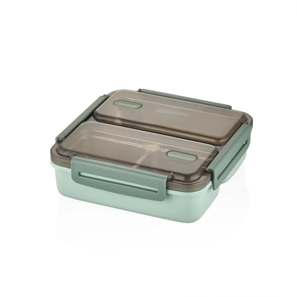Vagonlife Paslanmaz Çelik Üç Bölmeli Yemek Kabı Lunch Box BL50350-3 950ml Yeşil