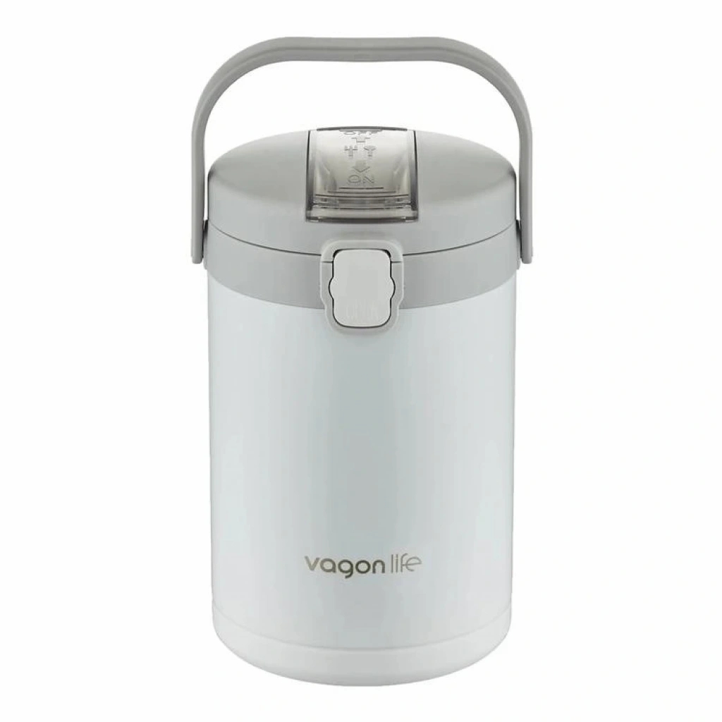 Vagonlife Yemek Kabı Paslanmaz Çelik İki Bölmeli Lunch Box BL10089 2100 ml Beyaz