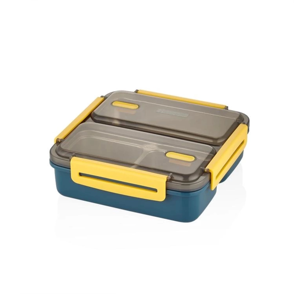 Vagonlife Paslanmaz Çelik Üç Bölmeli Yemek Kabı Lunch Box BL50350-3 950ml Mavi