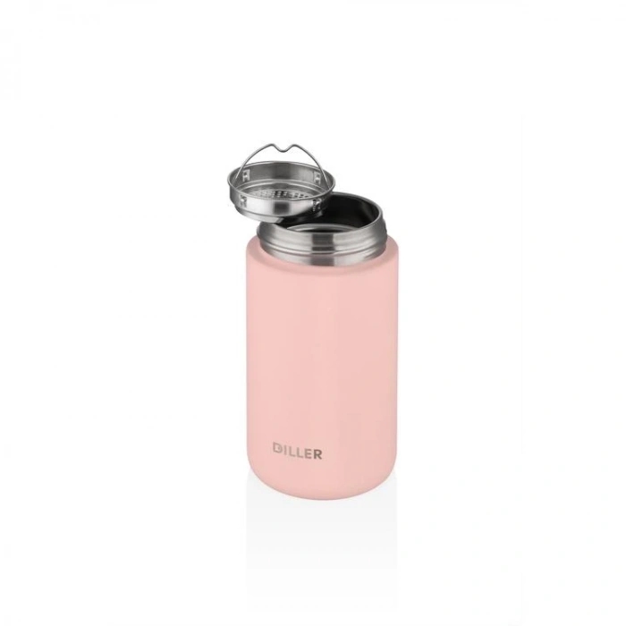 Vagon Life Diller 420 ML Süzgeçli Tavşan Figürlü Silikon Taşıma Kulplu Çelik Matara D9078 Pembe