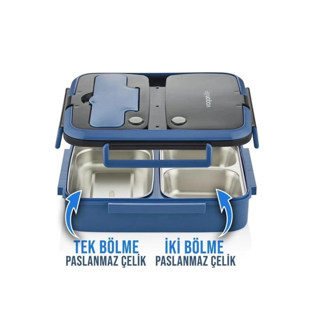Vagonlife Yemek Kabı Çelik Üç Bölmeli Lunch Box BL10164  Pembe