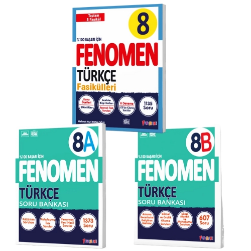 FENOMEN 8 TÜRKÇE FASİKÜLLERİ - FENOMEN 8 TÜRKÇE SORU BANKASI (A ve B) 3 Kitap