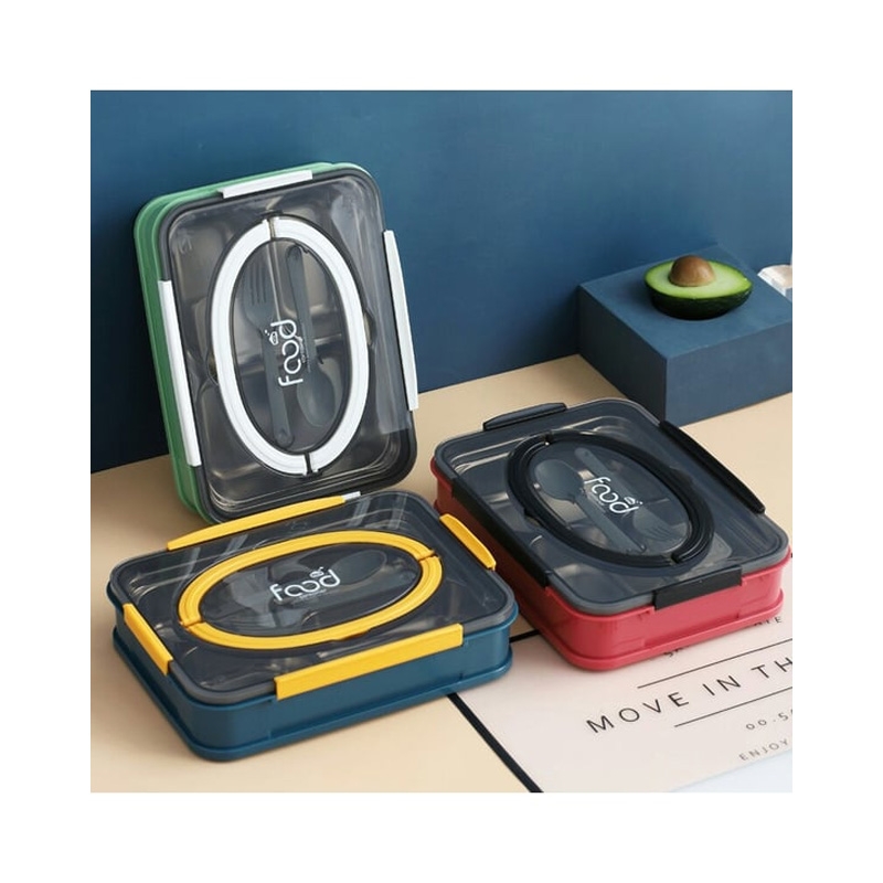 Vagonlife Yemek Kabı Paslanmaz Çelik Bölmeli Lunch Box BL2201 1000 ml Yeşil