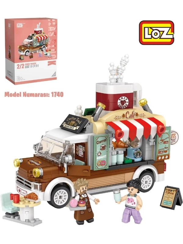 Vagon Life LOZ Mini Block Serisi Food Truck / Kahve Kamyonu Lego Seti -LZ1740 (444 Parça) Oyuncak Yapım Seti