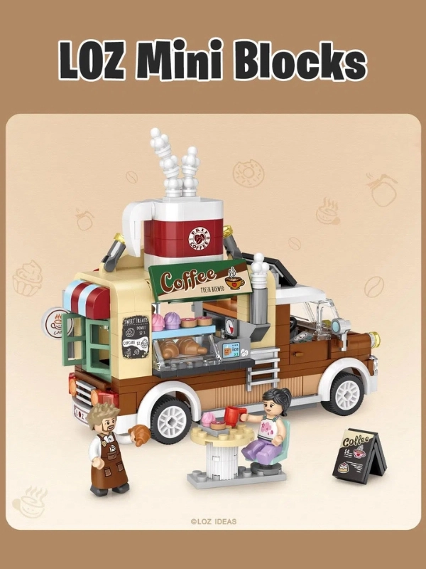 Vagon Life LOZ Mini Block Serisi Food Truck / Kahve Kamyonu Lego Seti -LZ1740 (444 Parça) Oyuncak Yapım Seti