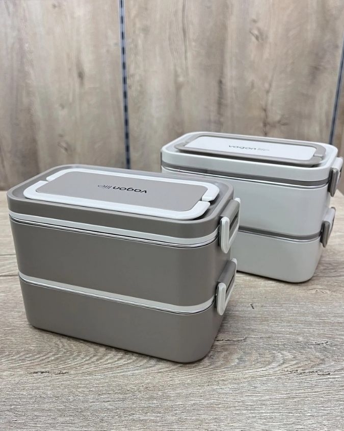 Vagonlife Yemek Kabı 2 Katlı Lunch Box BL01029 2000 ml Bej