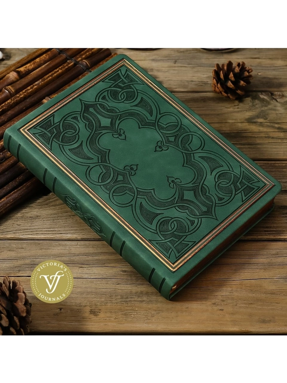 Victoria’s Journals Vintage Old Book Journal Defter 14x20 cm 80 gr 160 Yaprak Çizgili Zümrüt Yeşili124-1665