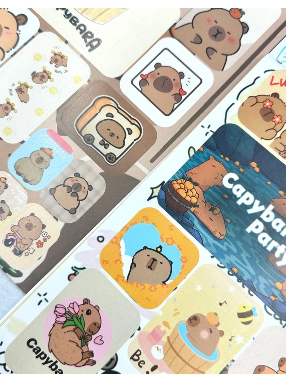 Capybara Karakterleri Sticker Albümü 16 Sayfa Kahverengi Renk Defter Sticker
