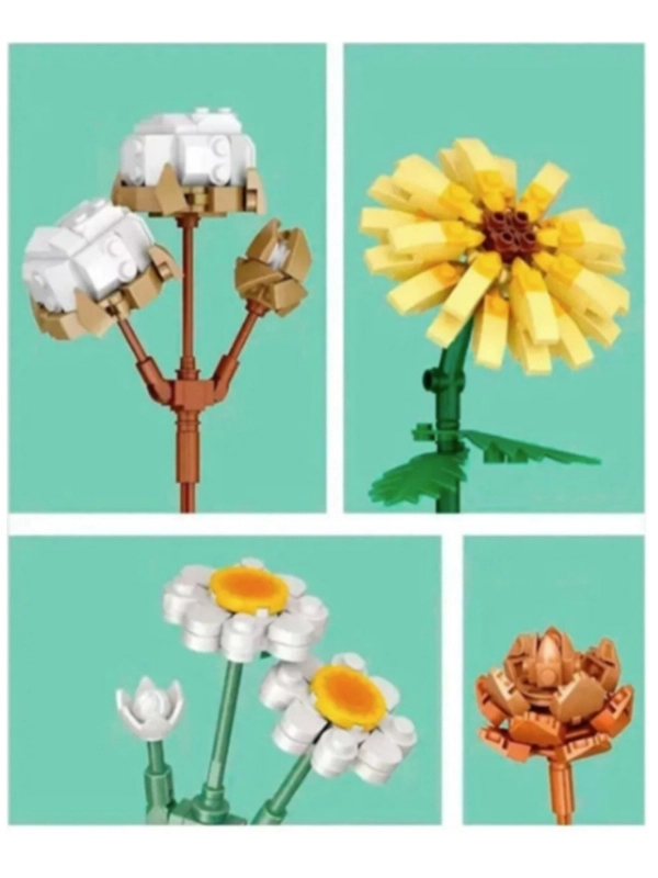 Vagon Life Loz Dekoratif ve Koleksiyonluk Çiçek Buketi Lego Seti 646 Parça Çiçek Modeli Yapım Seti FFLZ-1670
