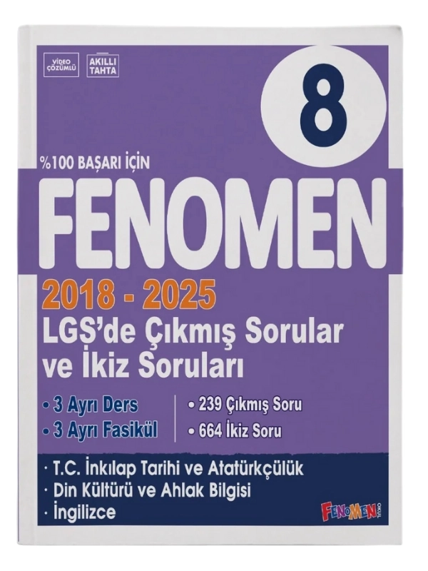 Fenomen 8 LGS Çıkmış Sorular Ve İkiz Sorular Seti  T.C. İnkılap Tarihi ve Atatürkçülük, Din, İngilizce 2018-2025 Yılları Arası