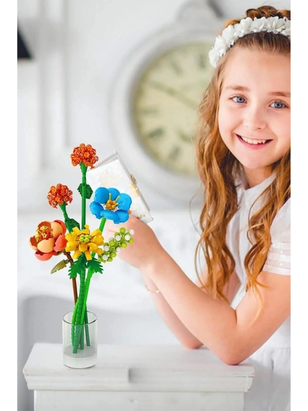 Vagon Life Loz Dekoratif ve Koleksiyonluk Çiçek Buketi Lego Seti 633 Parça Çiçek Modeli Yapım Seti FFLZ-4601
