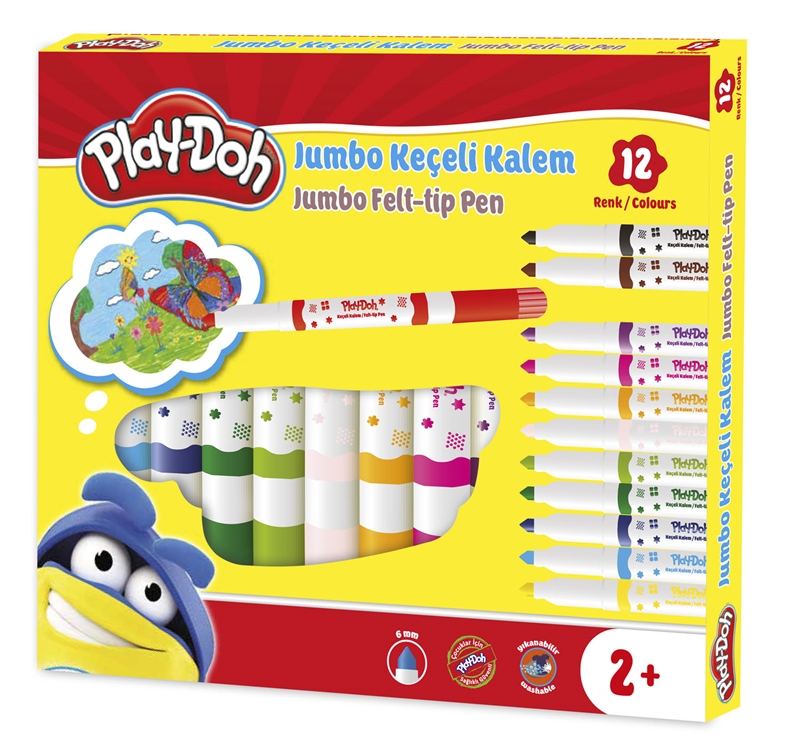PlayDoh Jumbo 12’li Keçeli Kalem 6mm PLAY-KE020