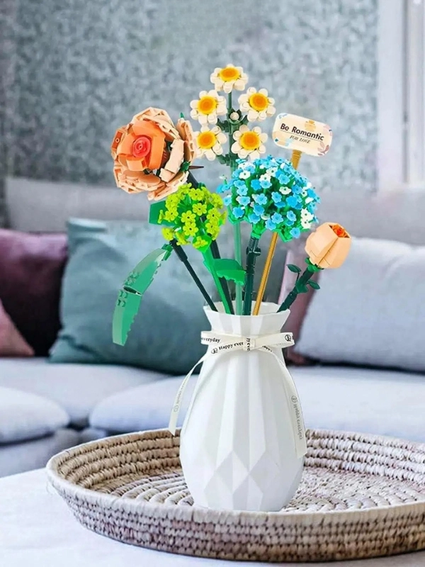 Vagon Life Loz Dekoratif ve Koleksiyonluk Çiçek Buketi Lego Seti 680 Parça Çiçek Modeli Yapım Seti FFLZ-1671