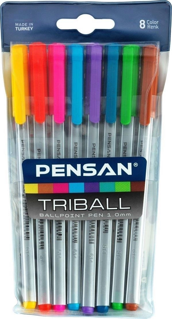 Pensan Trıball Tükenmez Kalem Renkli 8 Li Set 1003