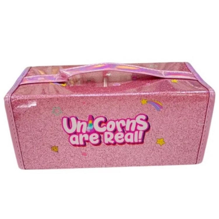 Taros 4 Bölmeli Katlanır Kalem Kutusu Simli Unicorn Model No. 8376