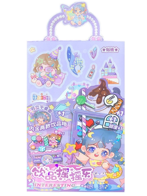 Sevimli Anime Kızı 3D İçecek Figürlü Shaker Sticker Seti – Yaz Temalı DIY El İşi Kiti Craft Kiti ( Journal, Quiet Book ve Scrapbook İçin )