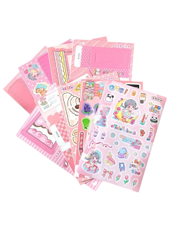 Sevimli Anime Kızı 3D İçecek Figürlü Shaker Sticker Seti – Yaz Temalı DIY El İşi Kiti Craft Kiti ( Journal, Quiet Book ve Scrapbook İçin )