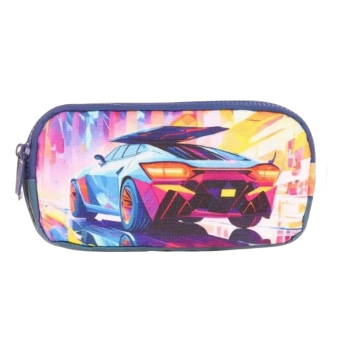 Kaukko Kids&Love 3 Bölmeli Kalem Çantası Layer Car Mavi L8183