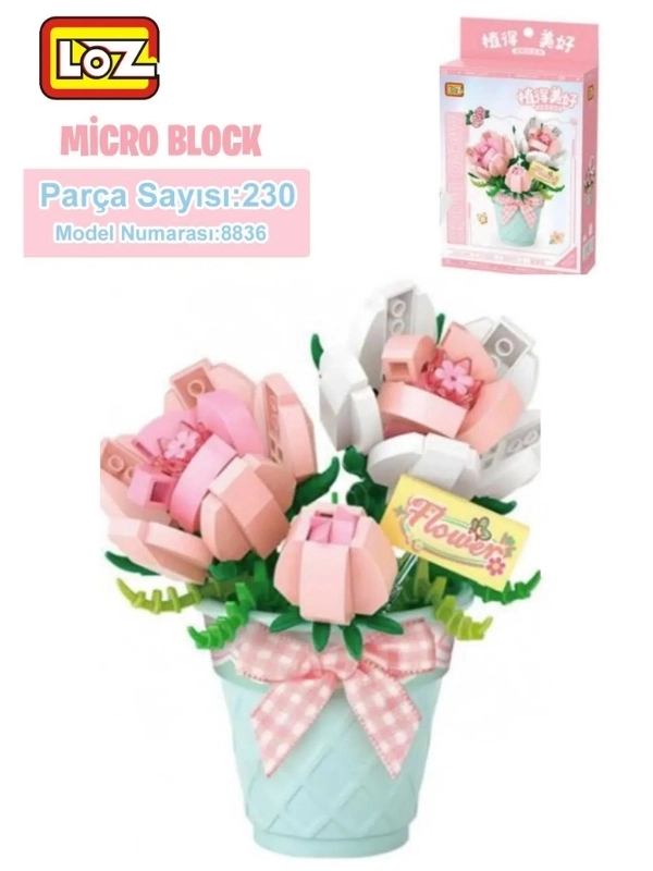 LOZ Micro Block Serisi Çiçek Buketi Lego Seti 230 Parça Oyuncak Yapım Seti FFLZ-8836