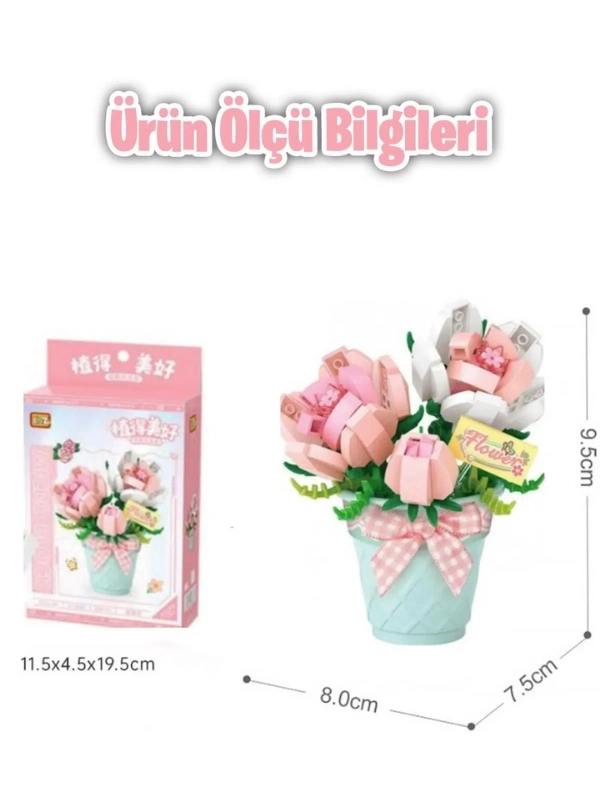 LOZ Micro Block Serisi Çiçek Buketi Lego Seti 230 Parça Oyuncak Yapım Seti FFLZ-8836
