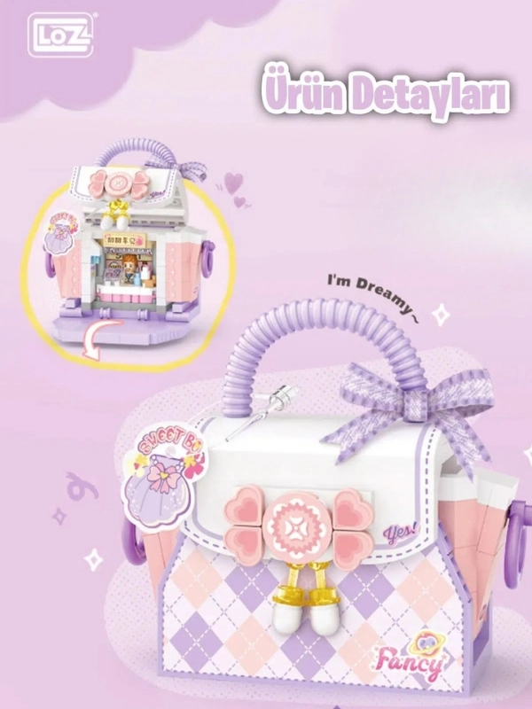 Vagon Life Loz Micro Block Sweet Bag Serisi Mor Çanta Lego Seti 350 Parça Oyuncak Yapım Seti FFLZ-8846