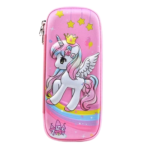 Taros Kabartmalı Unicorn Pembe Sert Kapaklı Kalem Kutusu Model No.6690