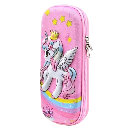Taros Kabartmalı Unicorn Pembe Sert Kapaklı Kalem Kutusu Model No.6690
