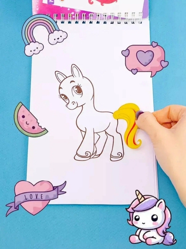 Sevimli Poniler Aktivite Kitabı – Boyama, Sticker ve Şablon Sayfaları 