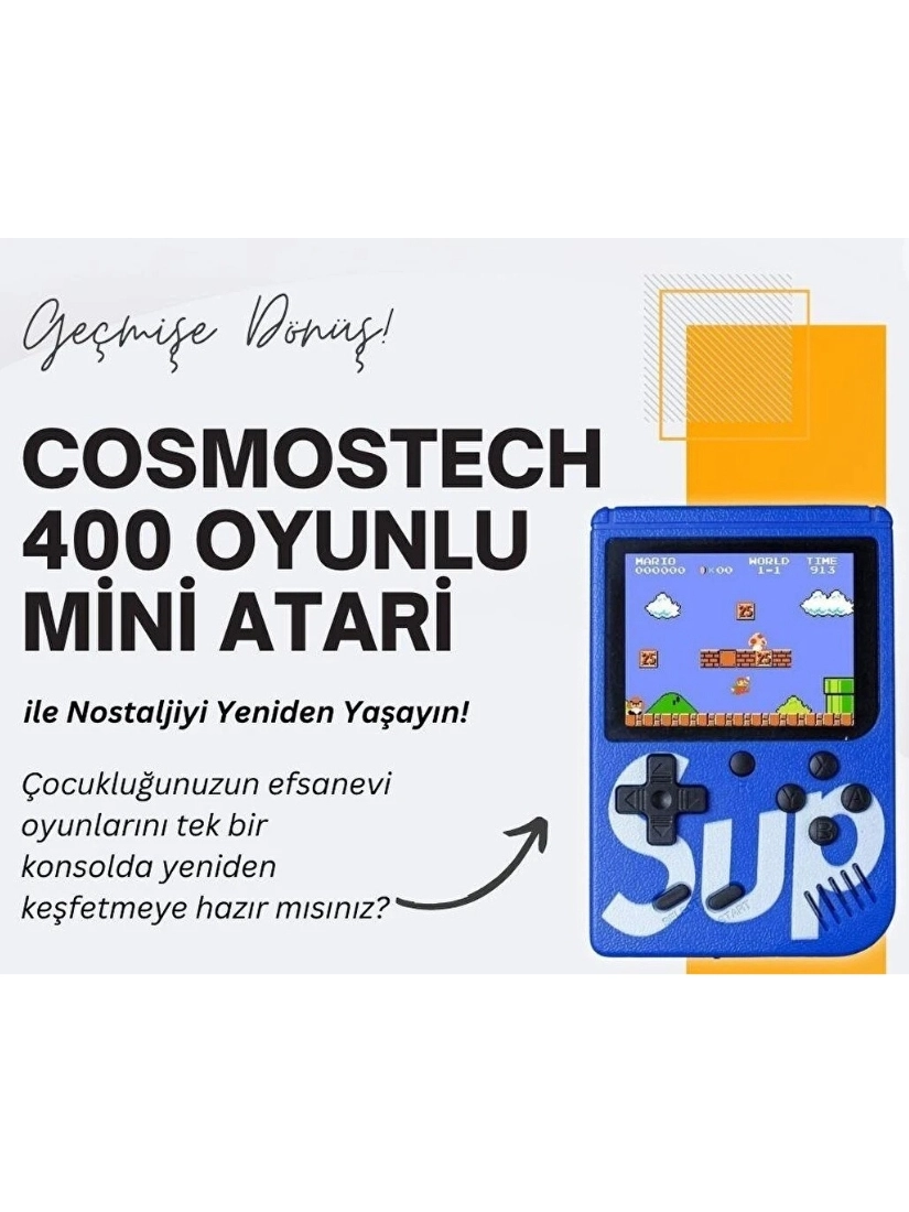 Sup 400 Retro  400 Oyunlu Mini El Atarisi Gameboy Gamebox Taşınabilir Oyun Konsolu MAVİ
