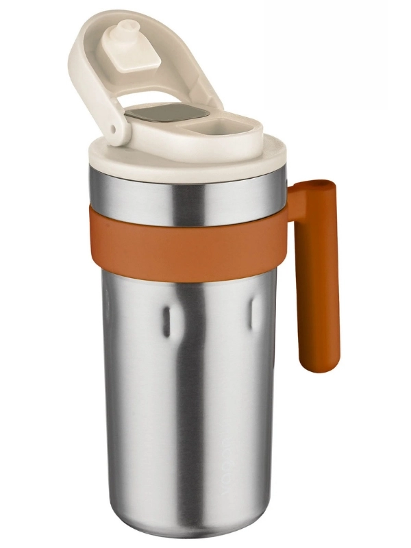 Vagon Life 600 ML LED Sıcaklık Göstergeli Akıllı Çelik Termos Kulplu Kahve Bardağı, Mug  FFVGN2009 Çelik