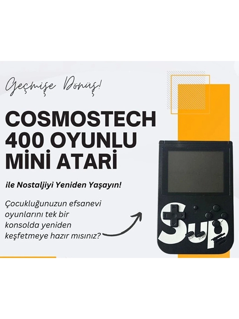 Sup 400 Retro 400 Oyunlu Mini El Atarisi Gameboy Gamebox Taşınabilir Oyun Konsolu SİYAH