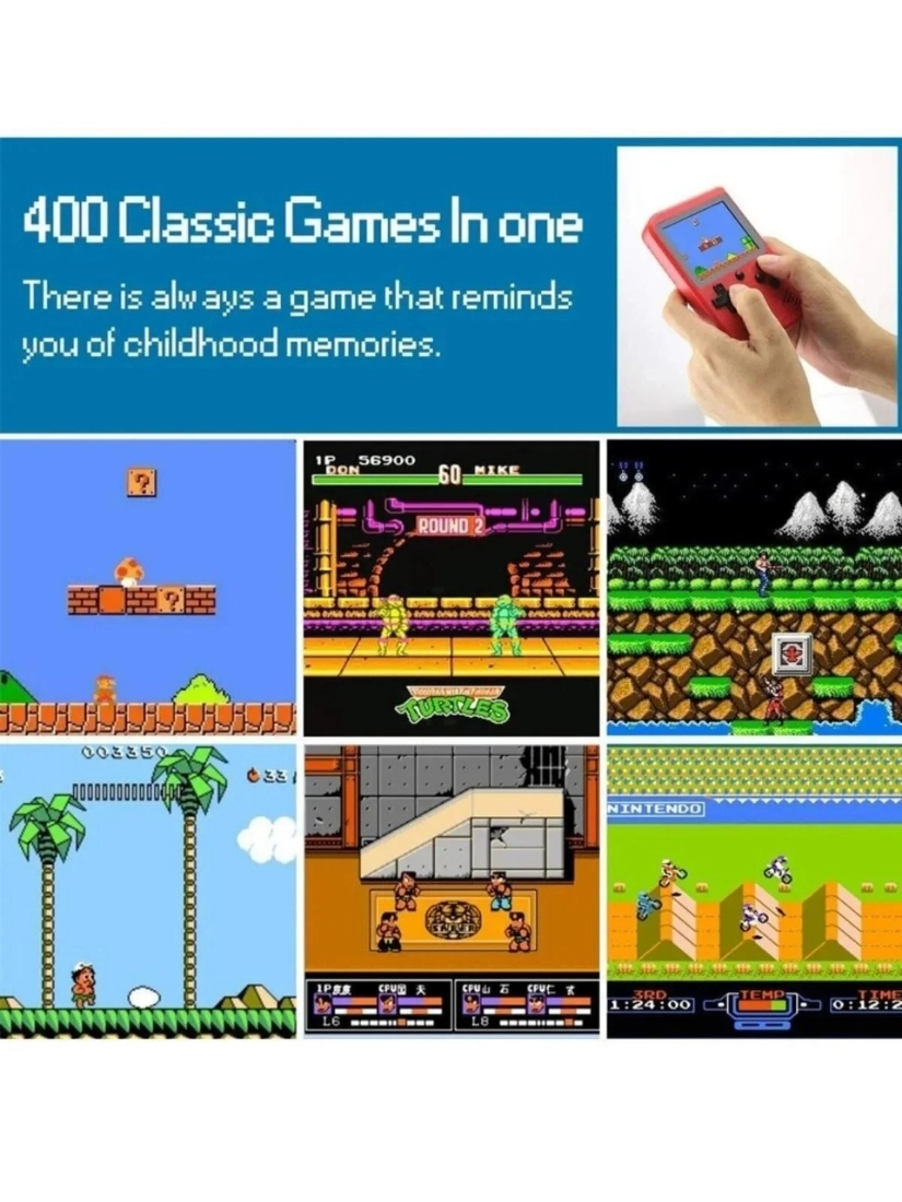 Sup 400 Retro  400 Oyunlu Mini El Atarisi Gameboy Gamebox Taşınabilir Oyun Konsolu MAVİ