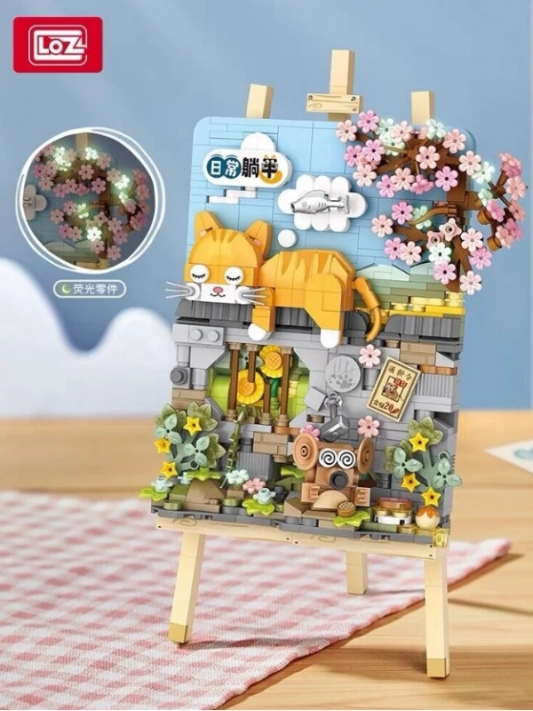 Vagon Life LOZ Creative Serisi Yatan Kedi Tablosu Lego Seti 787 Parça Oyuncak Yapım Seti FFLZ-1386