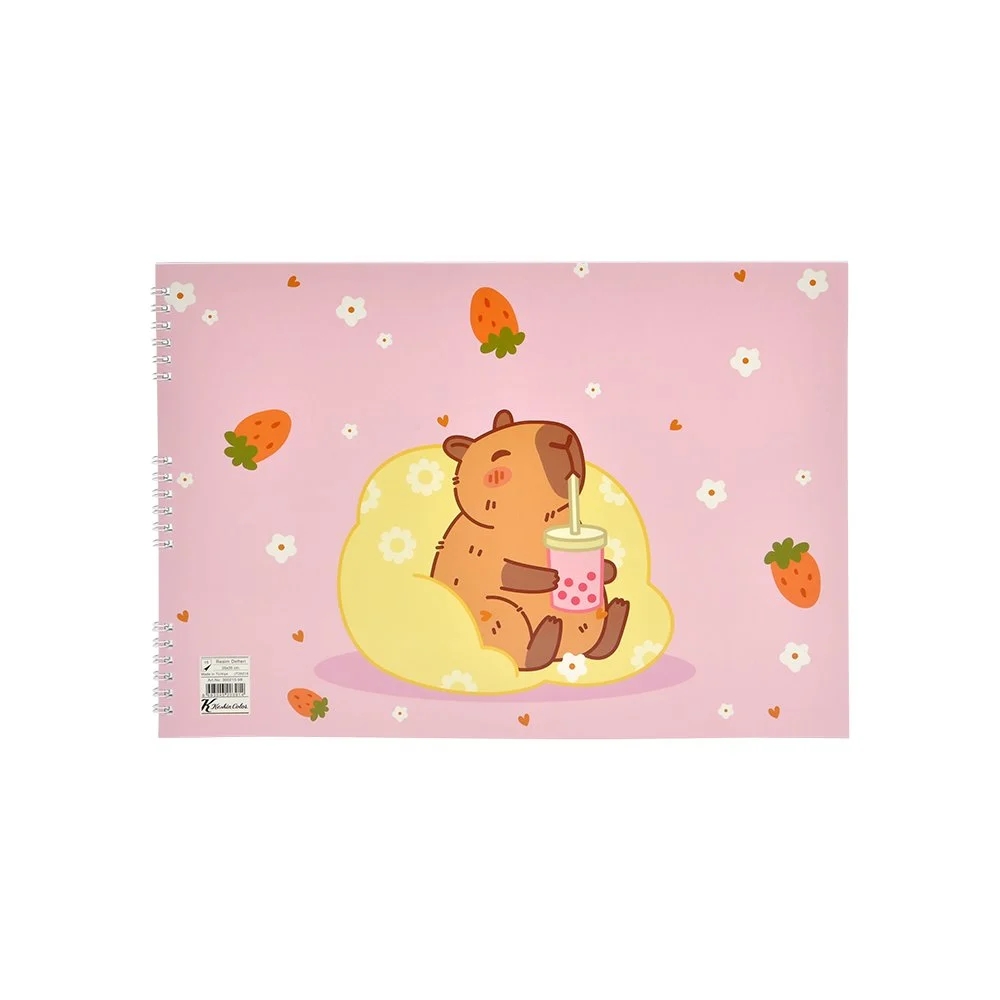 Capybara Resim Defteri Spiralli Küçük Boy 17x25 cm