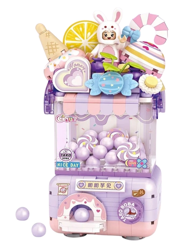 Vagon Life LOZ Sevimli Gashapon Makineleri Lego Seti 428 Parça Mor Blok Set LZ1679
