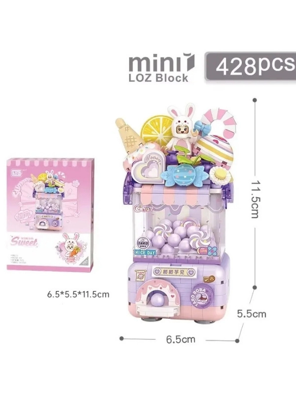 Vagon Life LOZ Sevimli Gashapon Makineleri Lego Seti 428 Parça Mor Blok Set LZ1679