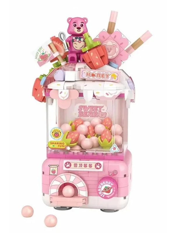 Vagon Life LOZ Sevimli Gashapon Makineleri Lego Seti 444 Parça Pembe Blok Set LZ1680