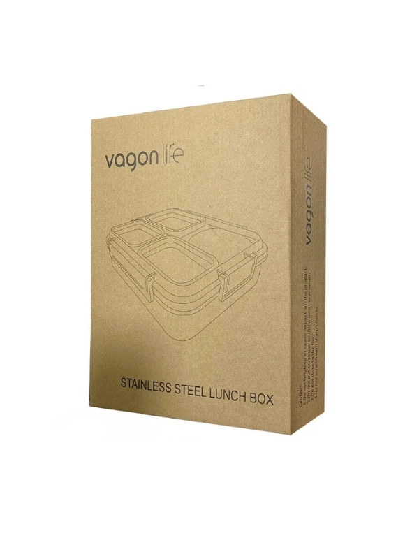 Vagon Life Büyük Ebat 1200 ML Sızdırmaz,Karışmaz 4 Bölmeli Lunch Box Yeni Nesil Sefer Tası 7080 Siyah