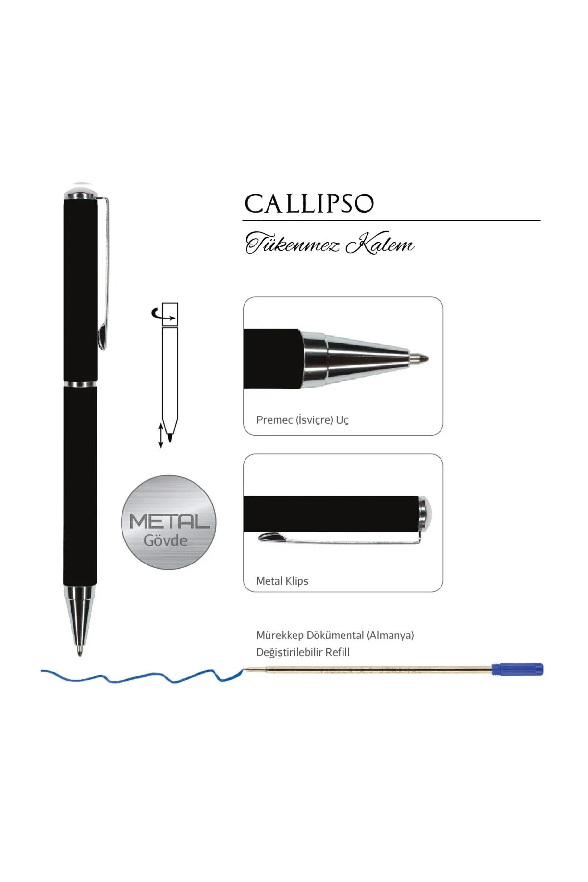 Victoria’s Journals CALLIPSO Karton Kutulu 0.7 mm Mavi Tükenmez Kalem 125-2169