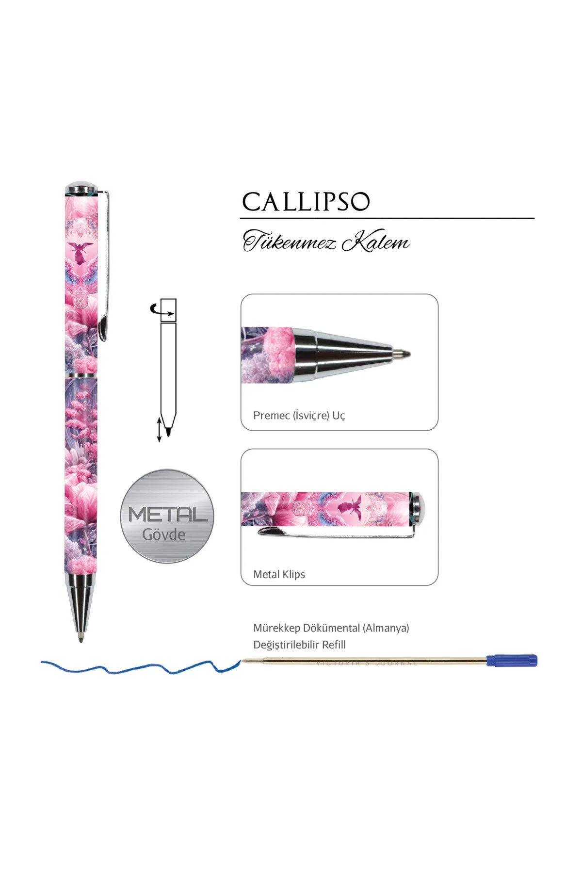Victoria’s Journals CALLIPSO Karton Kutulu 0.7 mm Mavi Tükenmez Kalem 125-2166