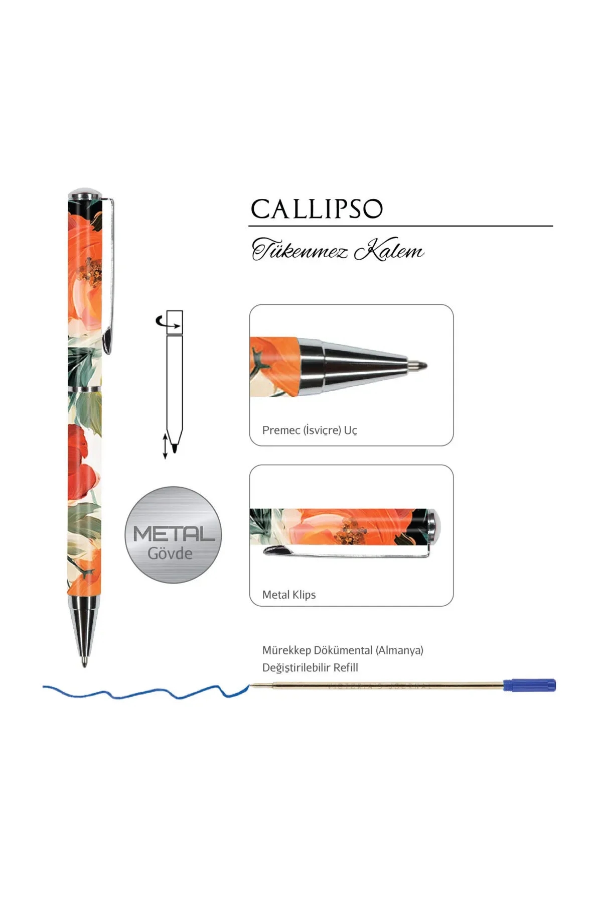 Victoria’s Journals CALLIPSO Karton Kutulu 0.7 mm Mavi Tükenmez Kalem 215-2168