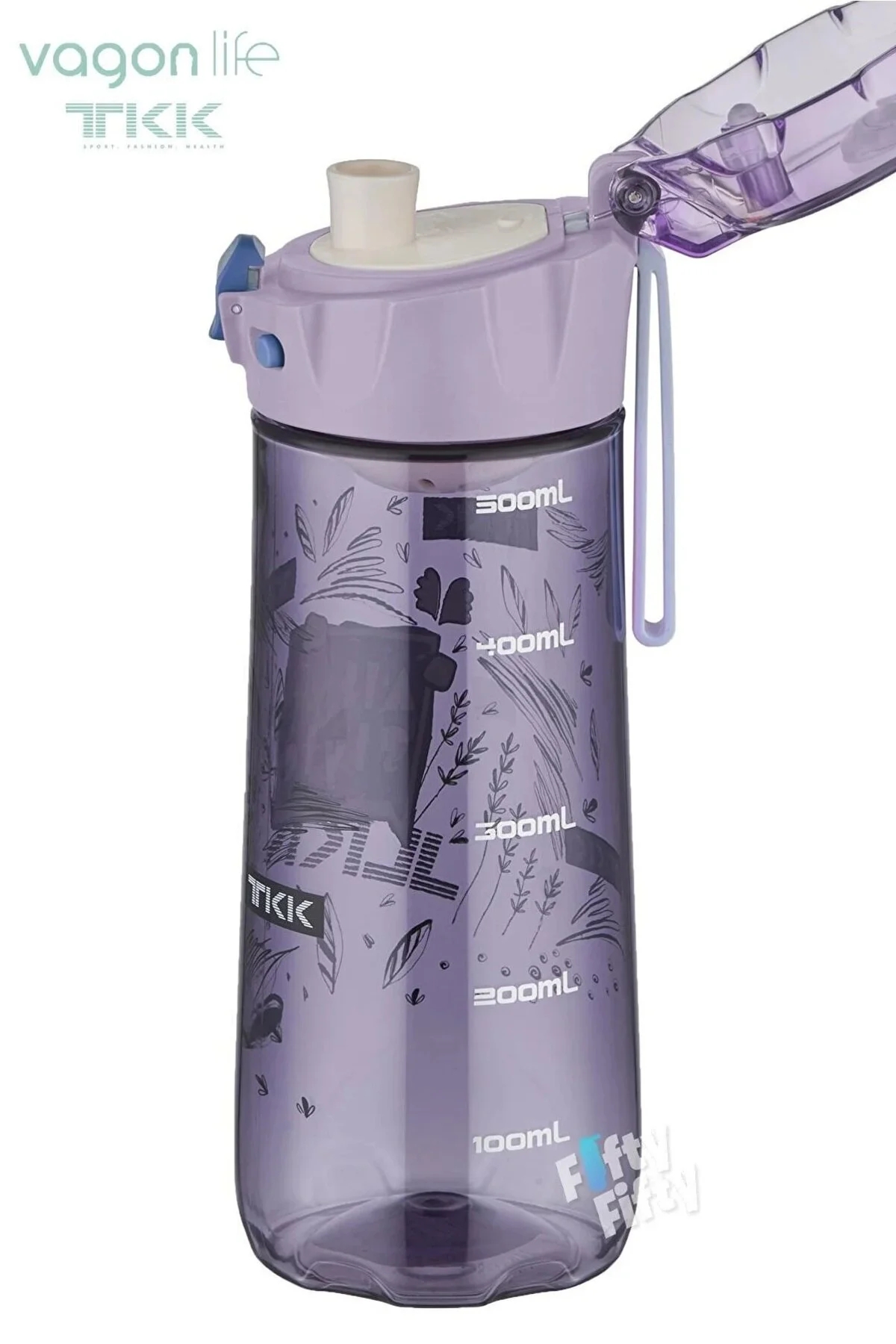 Vagon Life 500 ml Desenli Su Matarası T-1008 Mor