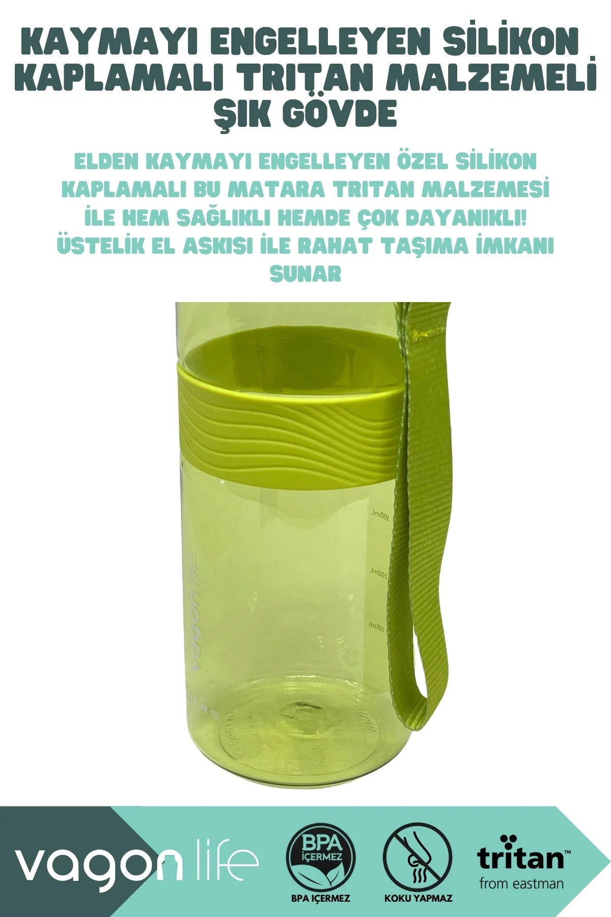 Vagon Life 800ml Rahat İçim El Askılı Kilitli Kapaklı Tritan Su Matarası VGN046 Turuncu