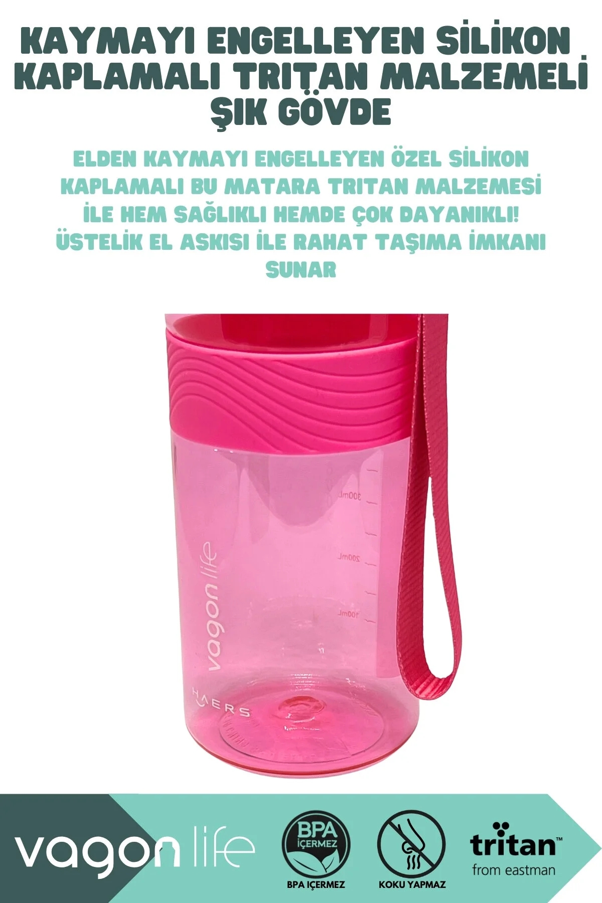 Vagon Life 800ml Rahat İçim El Askılı Kilitli Kapaklı Tritan Su Matarası VGN046 Turkuaz