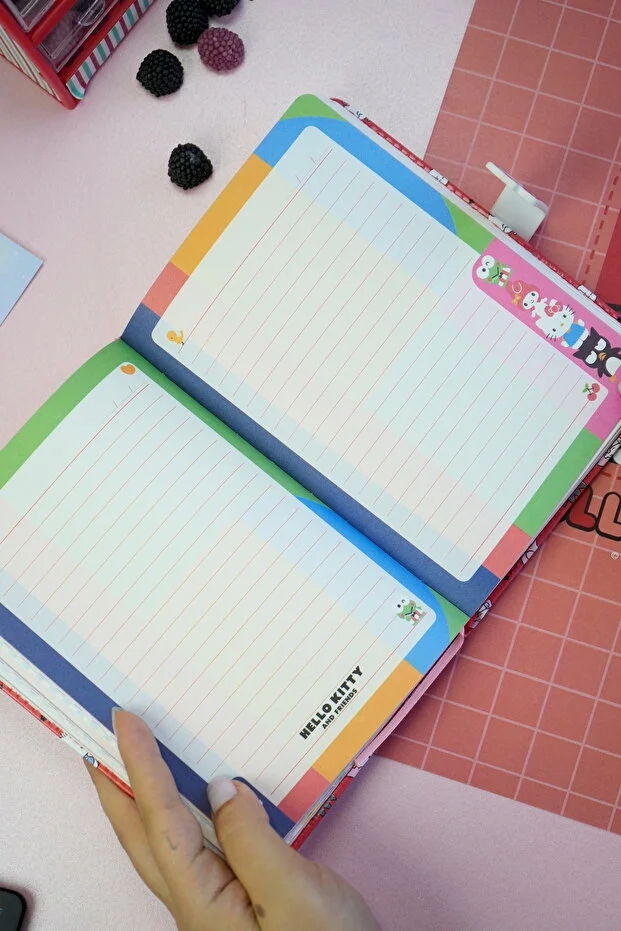 Victoria’s Journals Hello Kitty Vegan Deri Mıknatıslı Günlük – 13x18 cm, 224 Sayfa, Özel İç Tasarımlı Defter 525-2027