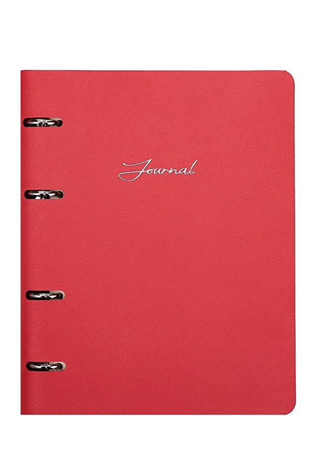 Victoria’s Journals Mekanizmalı Vegan Deri Defter A5 192S Çizgili, İçi Değişebilen, Kırmızı
