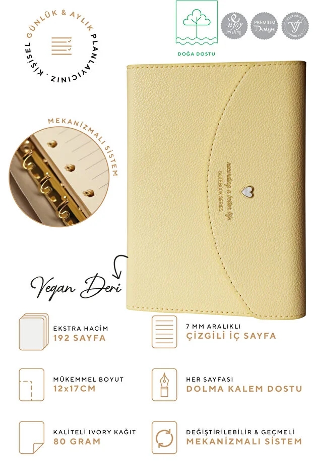 Victoria’s Journals Mekanizmalı Defter 12x17cm Sarı 96 yaprak 124-1039