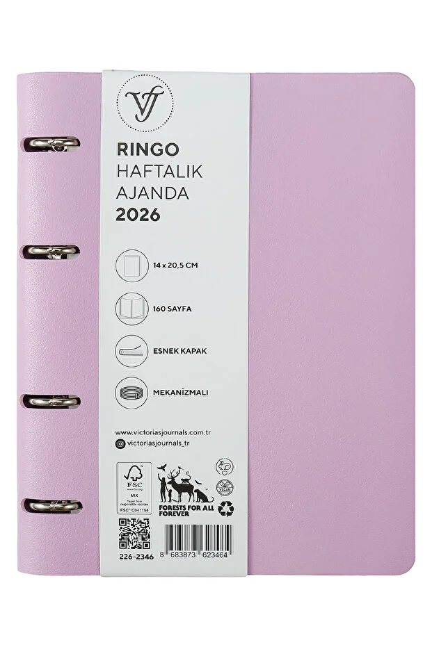 Victoria’s Journals RinGo Esnek Kapak A5 2026 Haftalık Ajanda Lila 226-2346