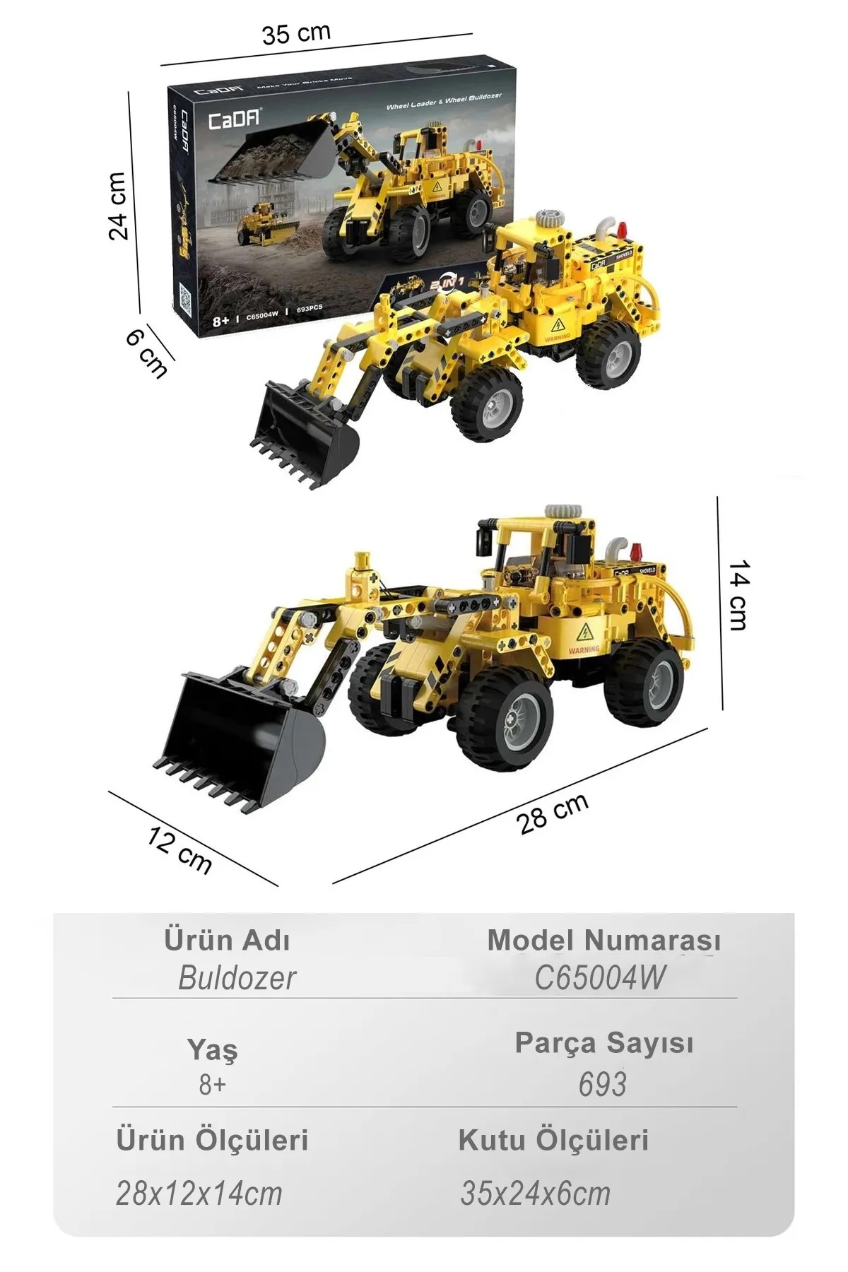 Vagonlife CaDA Tekerlekli Yükleyici ve Buldozer 2’si 1 Arada Seti C65004W